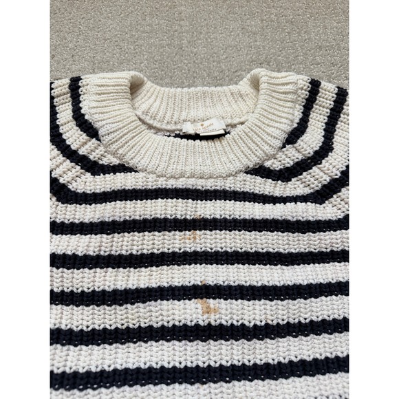 Kate Spade New York Striped Chunky Knit * Flaws* Sweater XL Cream Navy Side Zip - Picture 5 of 11